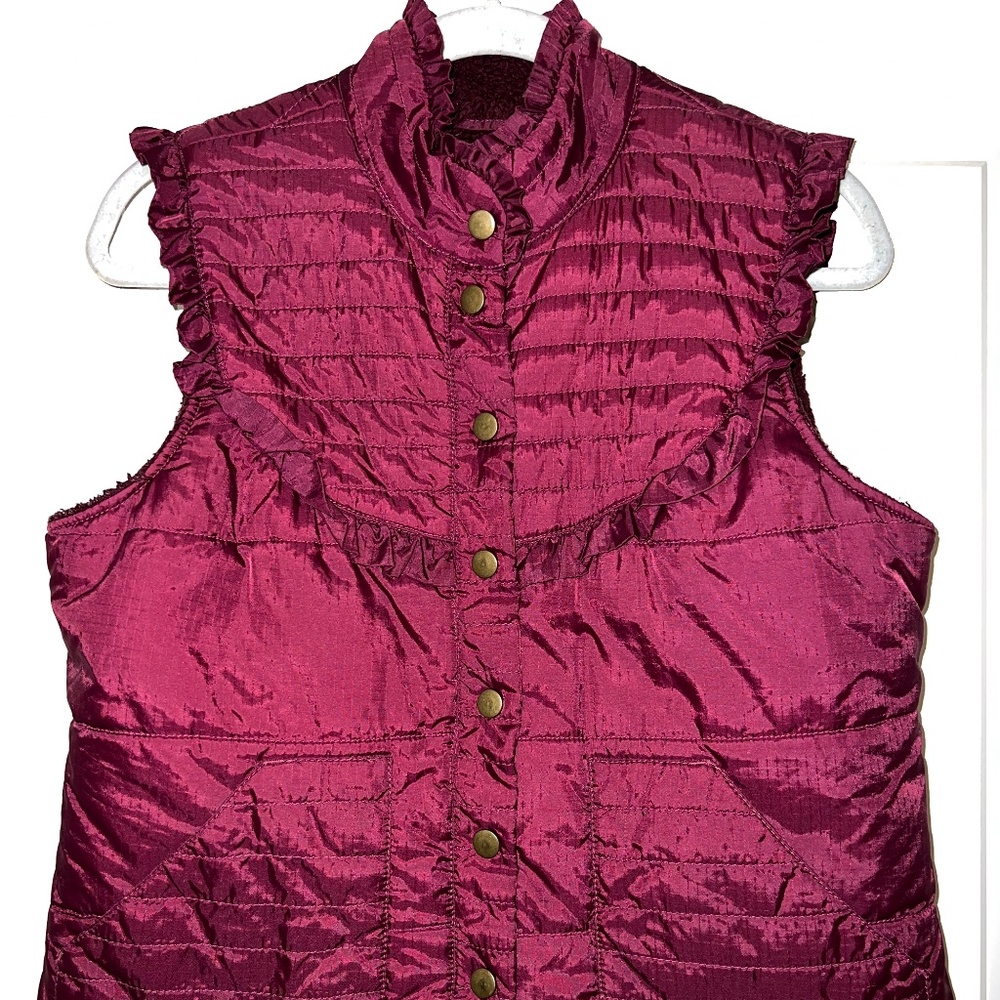 Free People Quilted Puffer Vest Maroon